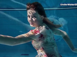 Slow motion teenage girl in Czech swimming